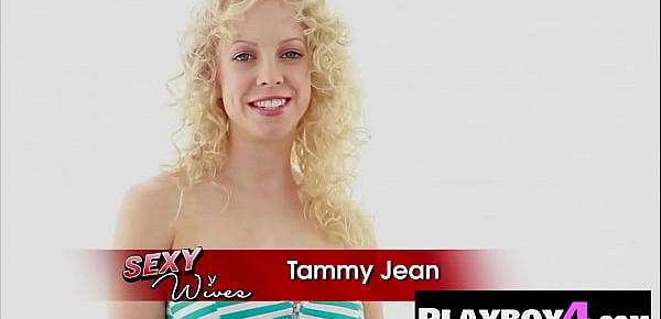  Sweet blonde curly MILF Tammy Jean spread legs and shows her nice pussy